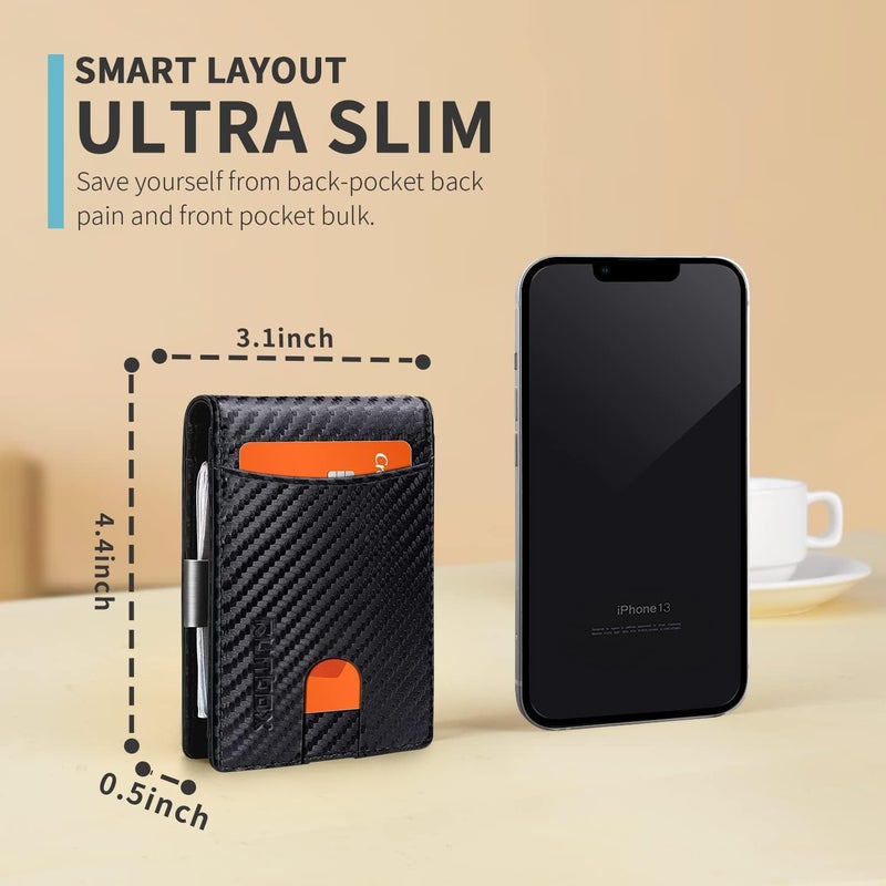 RUNBOX Slim Novelty Wallets for Men RFID Blocking 11 Card Holder Minimalist Small Leather Bifold Men's Front Pocket Wallet Gift Box - Image 3